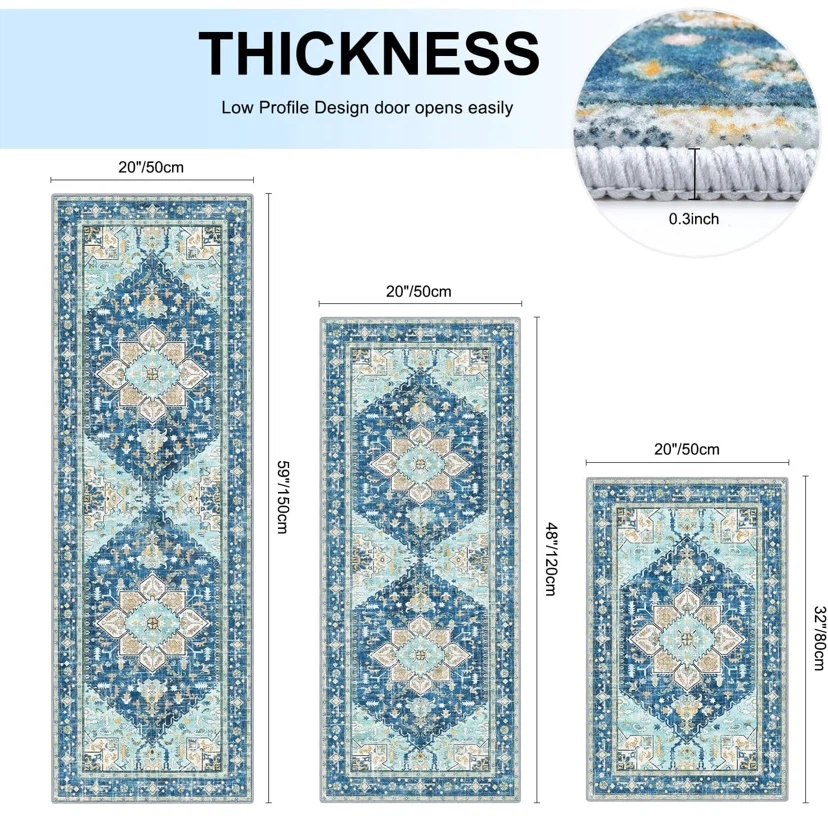 New Set of 3 Boho Area Rug Runners Washable - photo 2