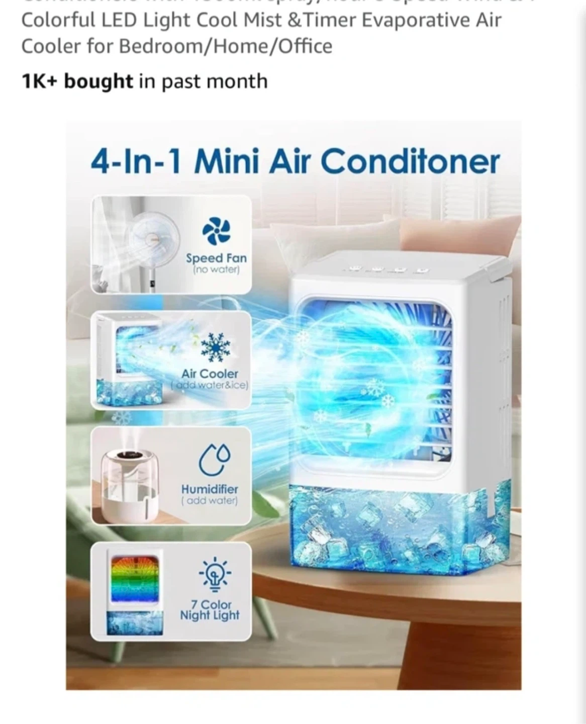 4-In-1 Mini Air Conditioner Cooler Fan - photo 2