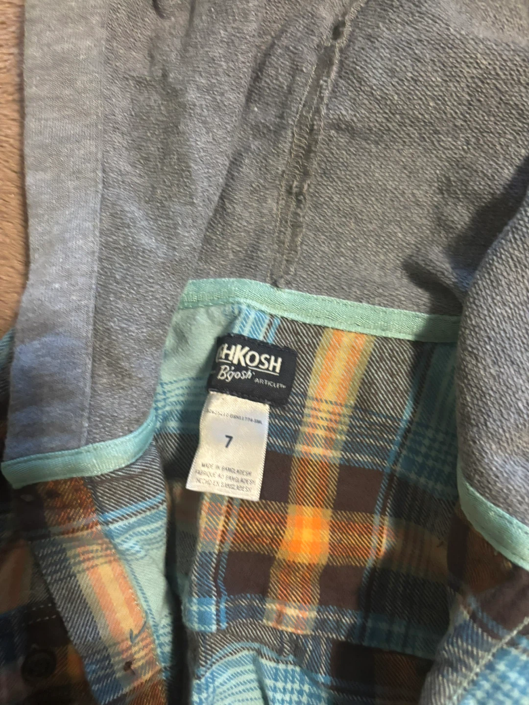 OshKosh B'gosh Plaid Flannel Hooded Shirt - photo 2