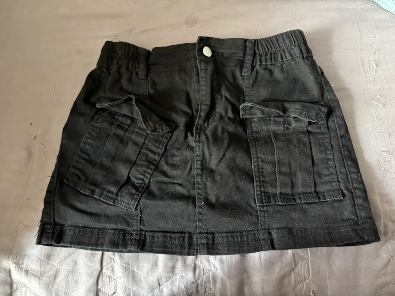 Black Cargo Mini Skirt