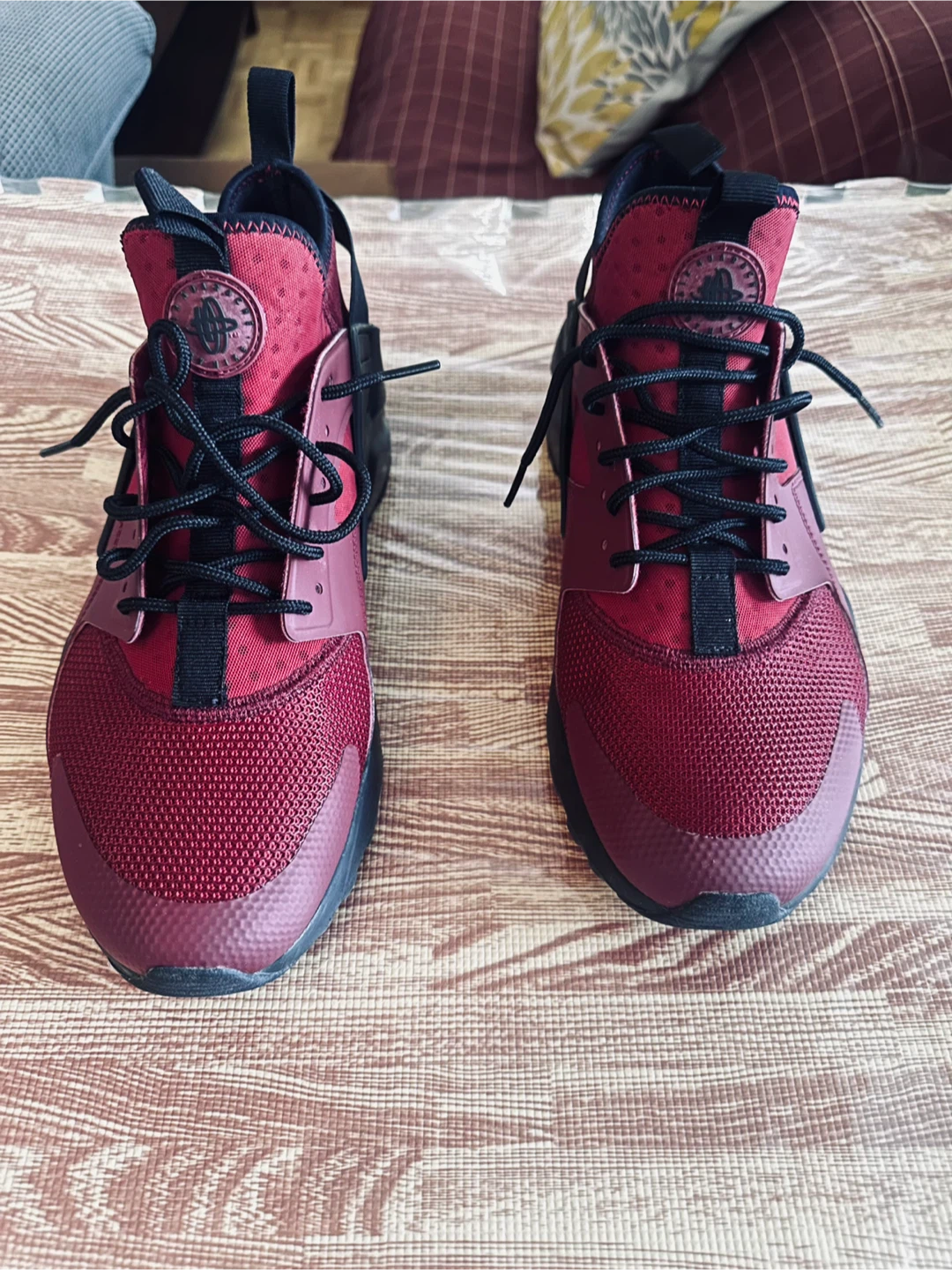 Nike Air Huarache Running Shoes - Burgundy/Black - Size 10.5