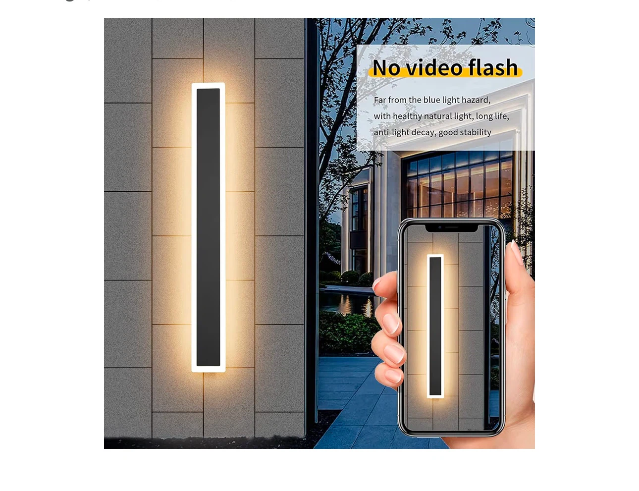 Modern LED Wall Sconce Light Fixture - Black, 39.4 inch - photo 4