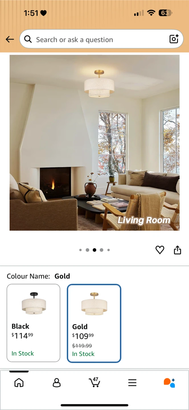 Gold Tiered Drum Semi-Flush Mount Ceiling Light Fixture - photo 5