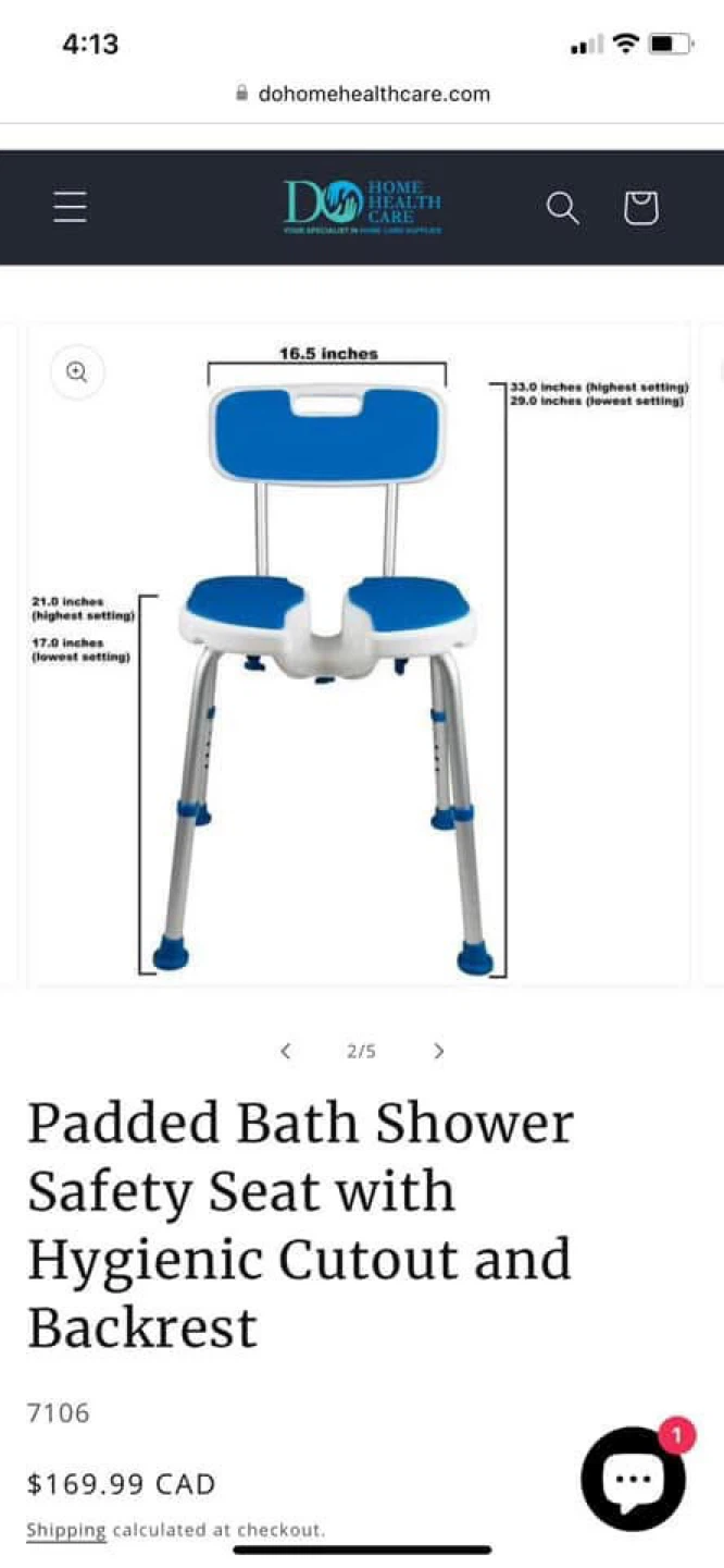 Home Health Care Padded Bath Shower Safety Seat with Backrest - photo 2