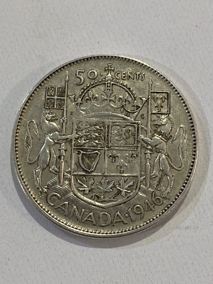 1946 Canada 50 Cents Coin (RARE) - photo 2