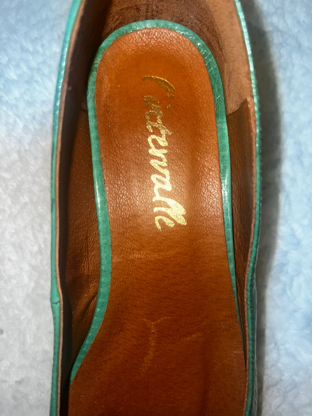 C'est Moi Teal Leather Block Heels - photo 3