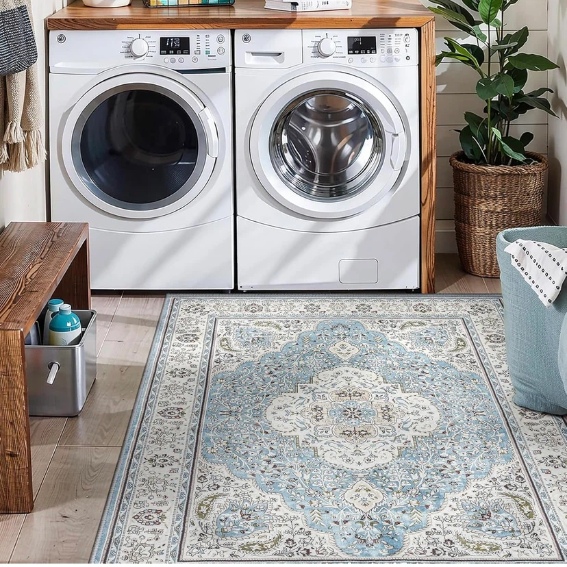 New 5x7 Washable Area Rug Blue - photo 2