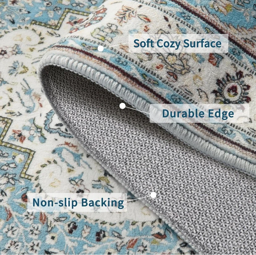 New 5x7 Washable Area Rug Blue - photo 3