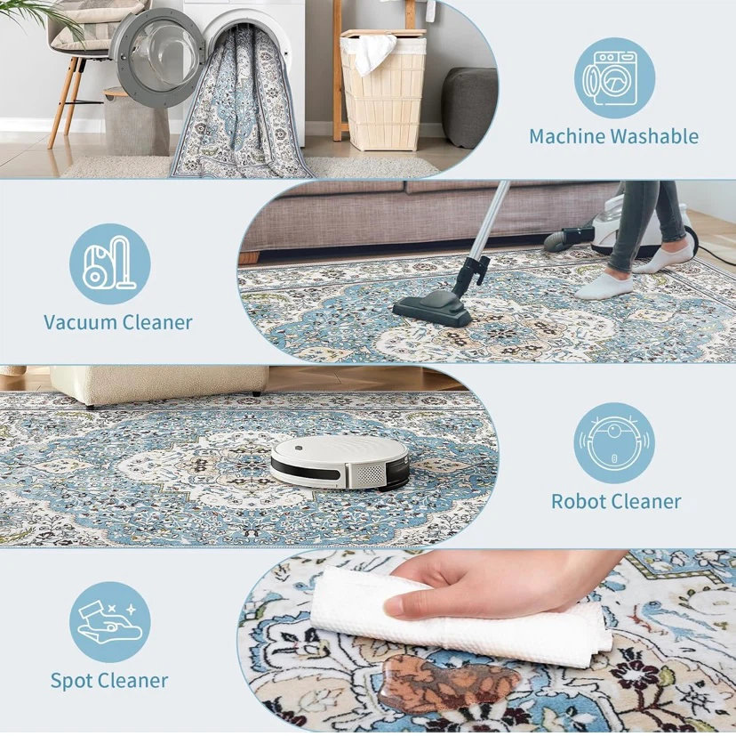 New 5x7 Washable Area Rug Blue - photo 4