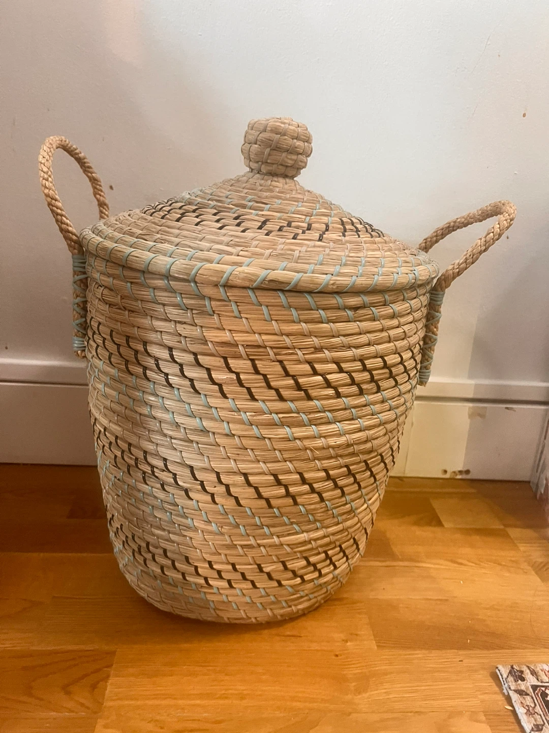 Woven Basket with Lid and Handles