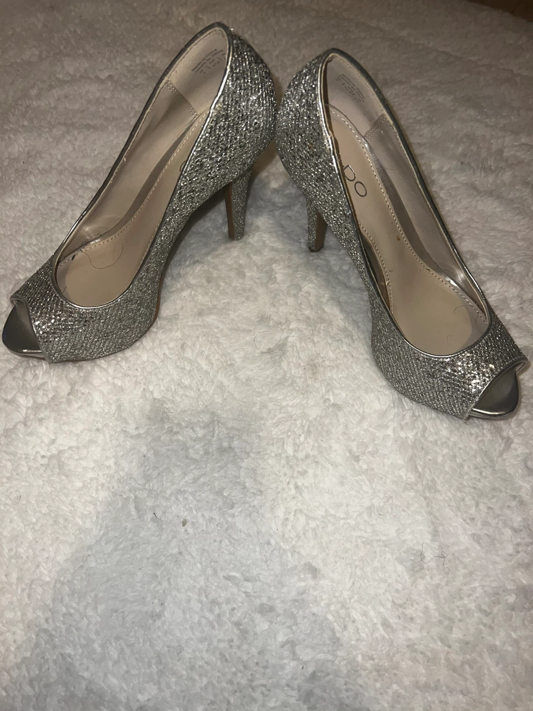ALDO Silver Glitter Peep-Toe Heels - photo 2