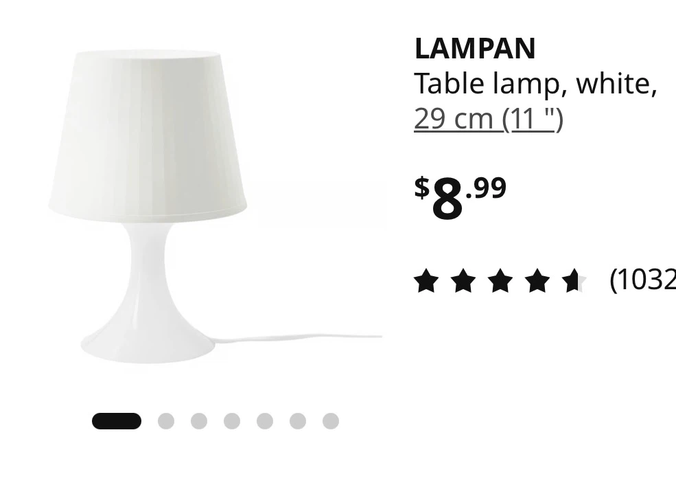 IKEA LAMPAN Table Lamp White 29 cm