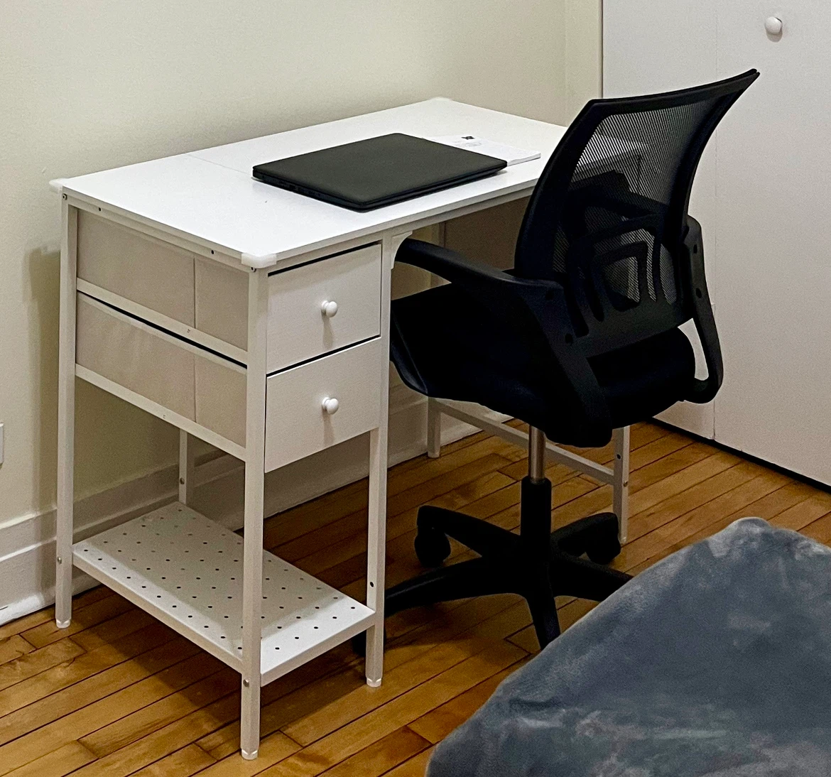 White Desk + Office Chair Combo — Home Office/Dorm Set