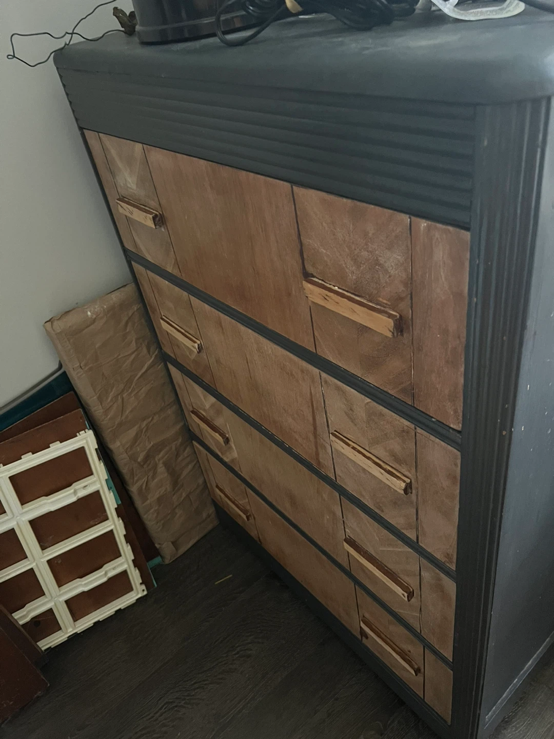 1930s Waterfall Tallboy Dresser – Mid-Project Sale