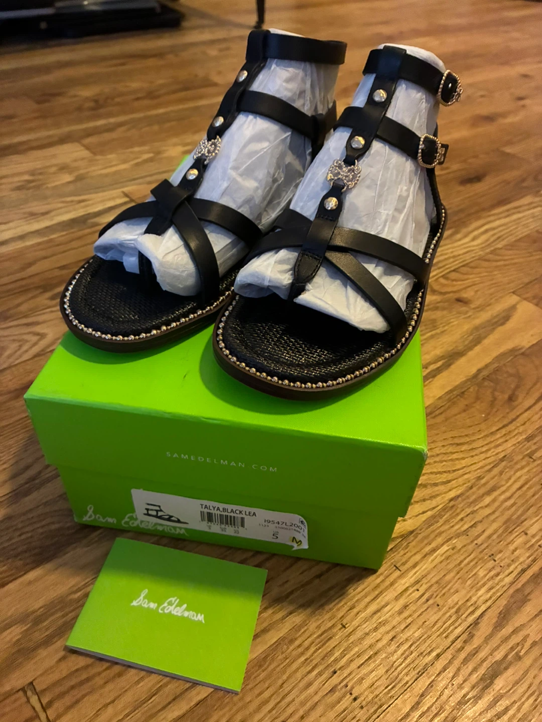Sam Edelman Talya Black Leather Gladiator Sandals