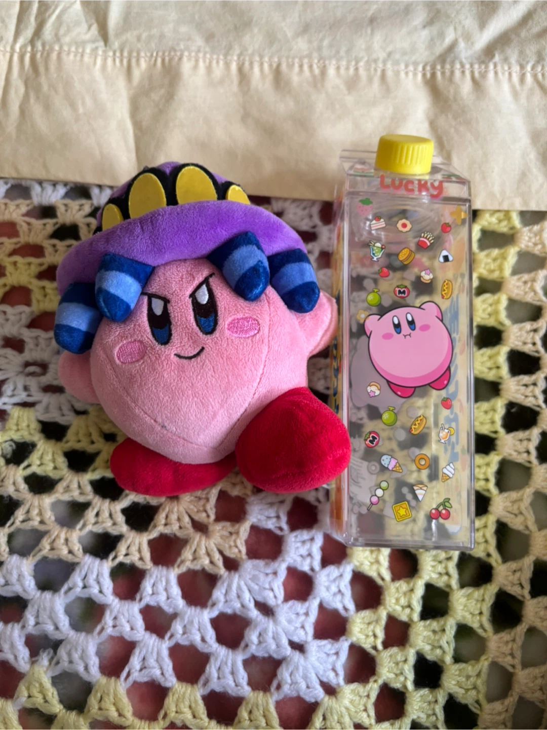 Kirby plush and bottle