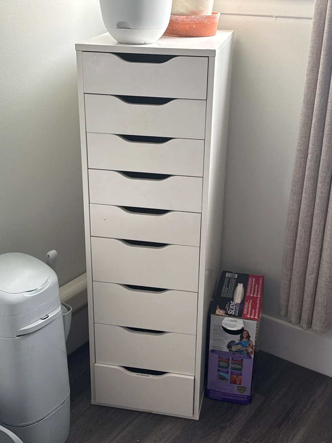 White IKEA Alex 9-Drawer Unit