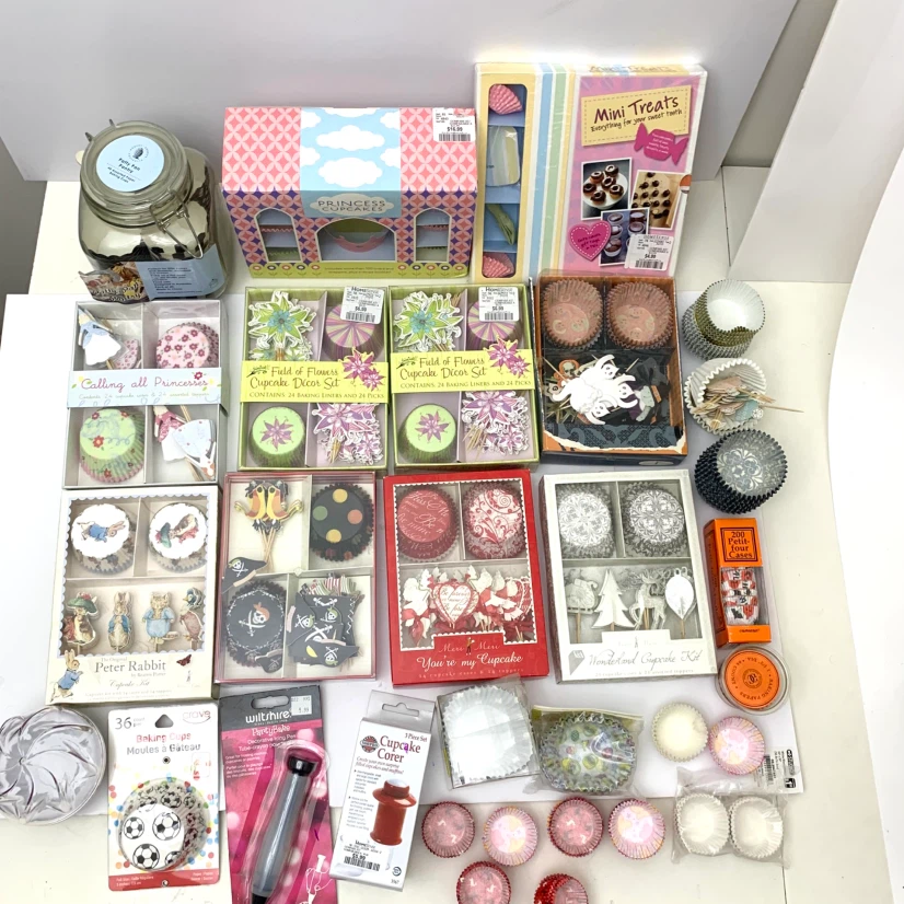 Cupcake Decorating Supplies Liners Toppers Baking Kit Bulk Lot - photo 2