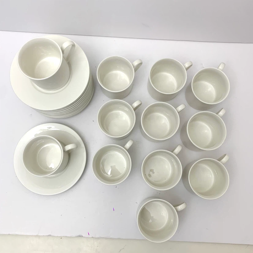Espresso Cups Saucers Set 12 White Ceramic Coffee Demitasse Cups - photo 3