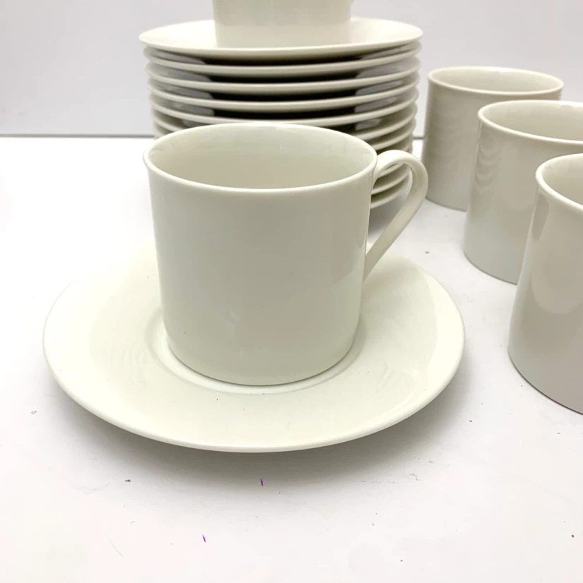Espresso Cups Saucers Set 12 White Ceramic Coffee Demitasse Cups - photo 4