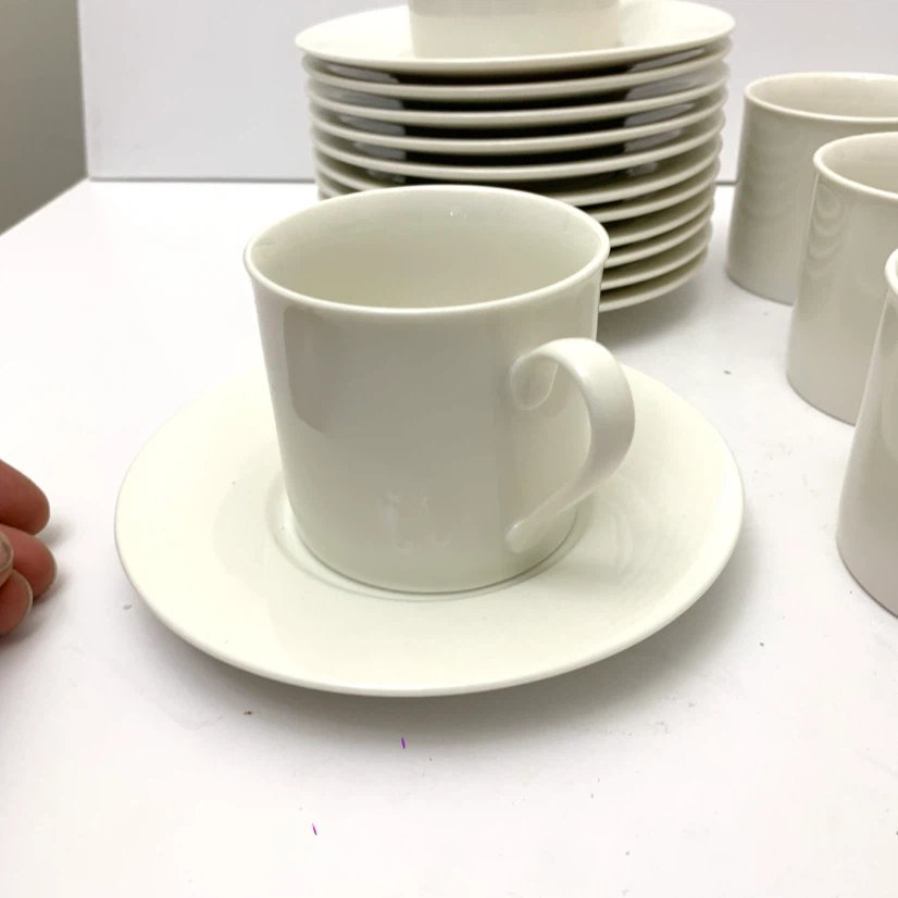 Espresso Cups Saucers Set 12 White Ceramic Coffee Demitasse Cups - photo 5