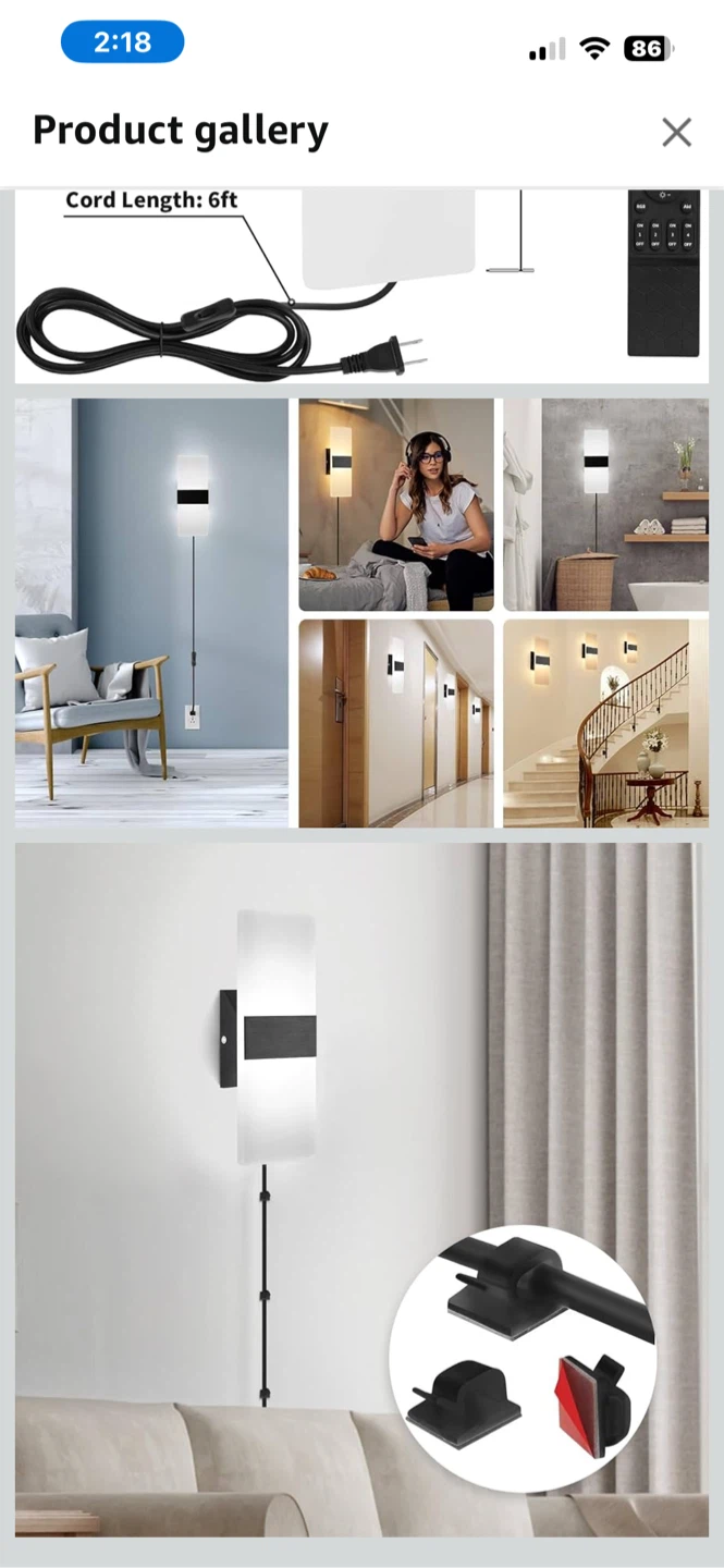 Plug In Wall Scones w/ Remote - set of 2 - photo 2