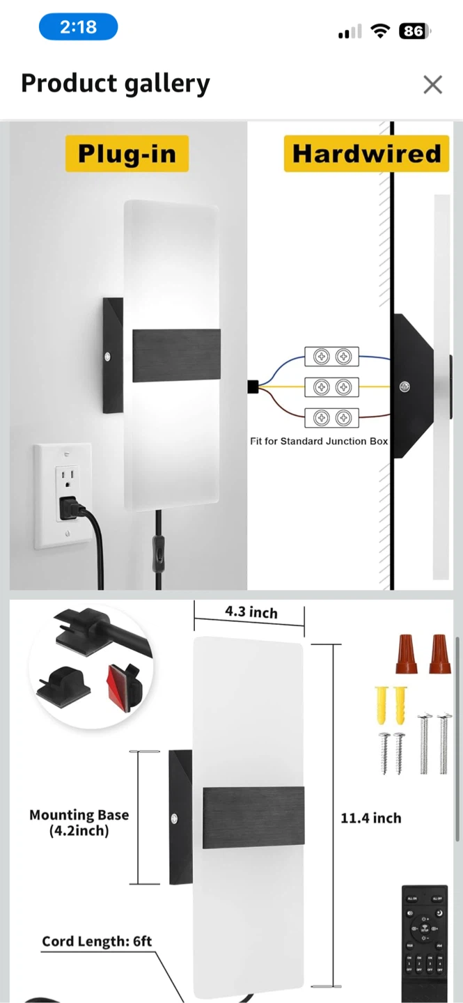 Plug In Wall Scones w/ Remote - set of 2 - photo 3