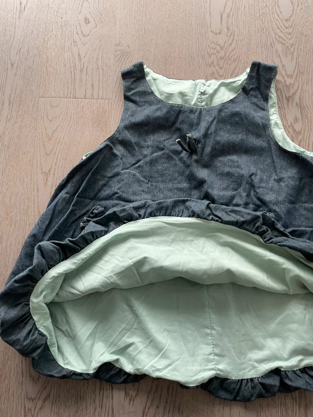 Denim Dress with Green Lining，size M - photo 3