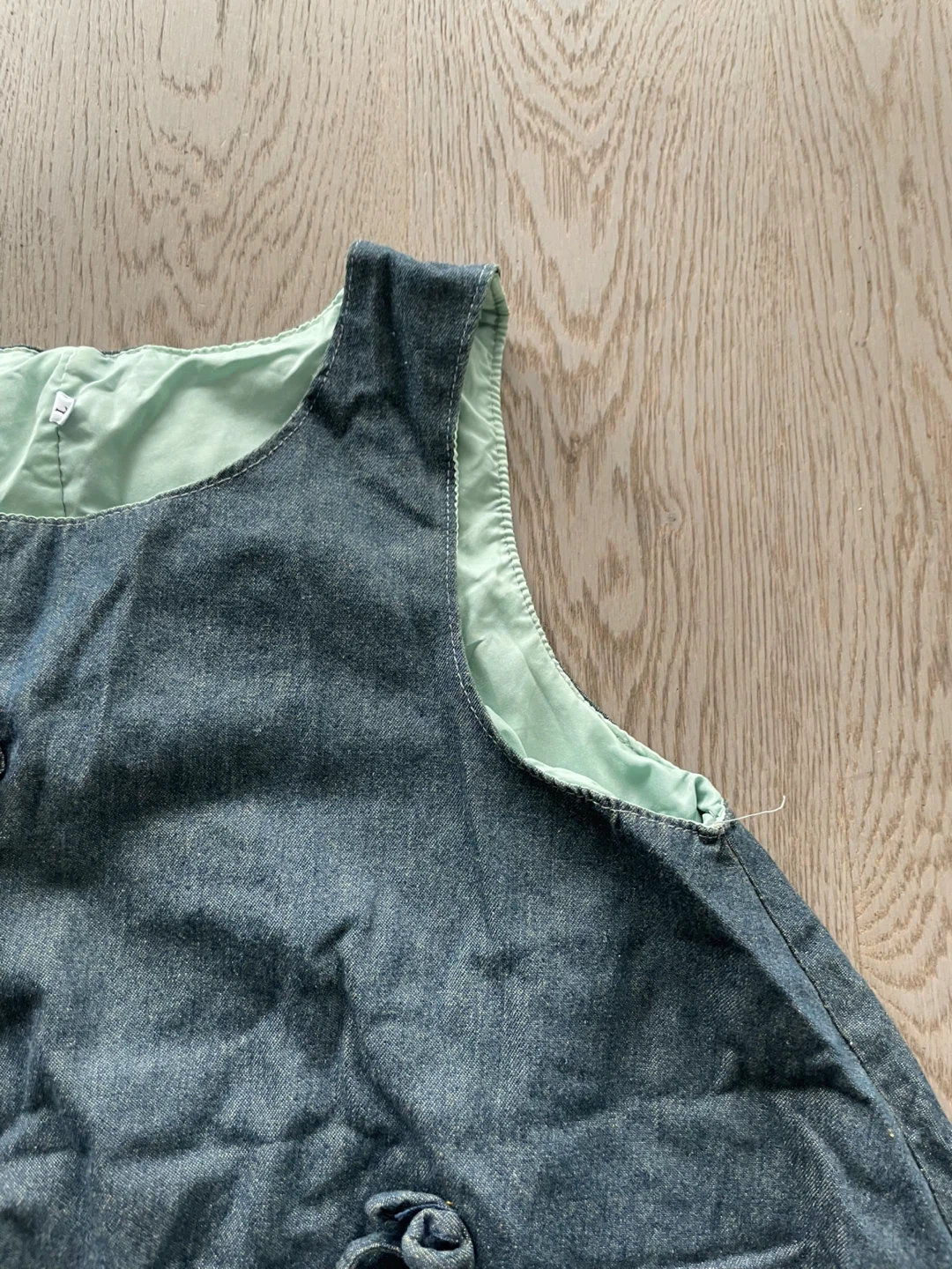 Denim Dress with Green Lining，size M - photo 2