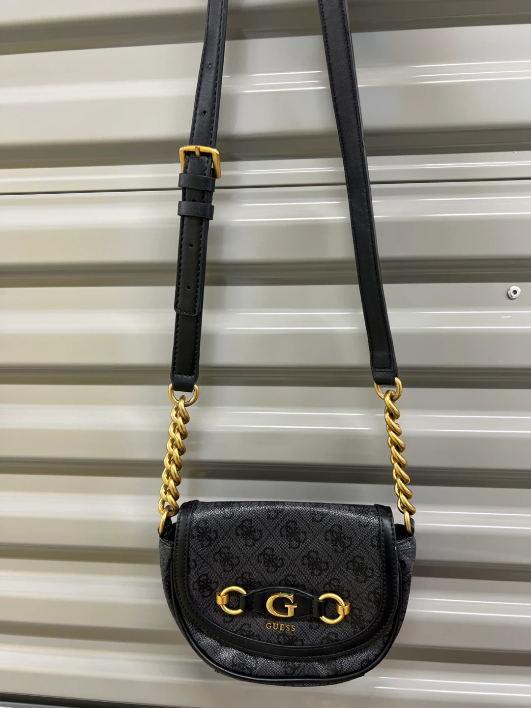 GUESS Black Monogram Shoulder Bag