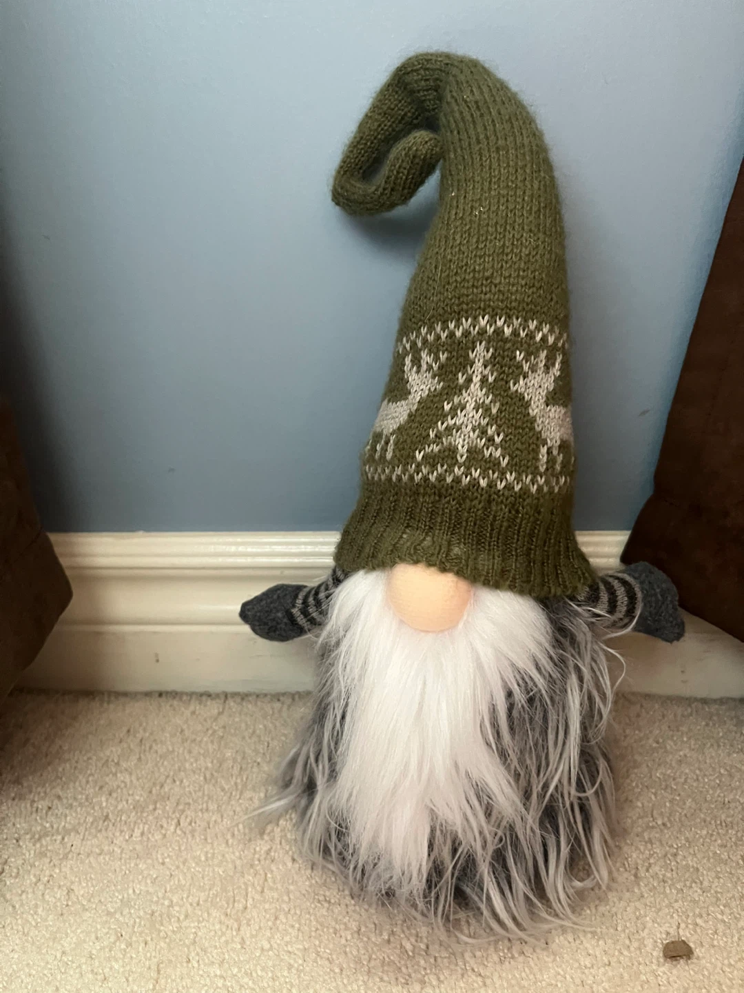 Knit Gnome Figurine with Antler Pattern Hat