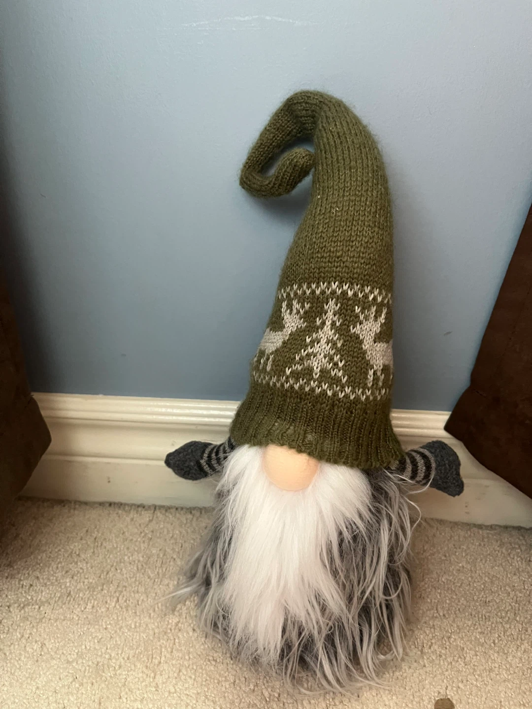 Knit Gnome Figurine with Antler Pattern Hat - photo 2