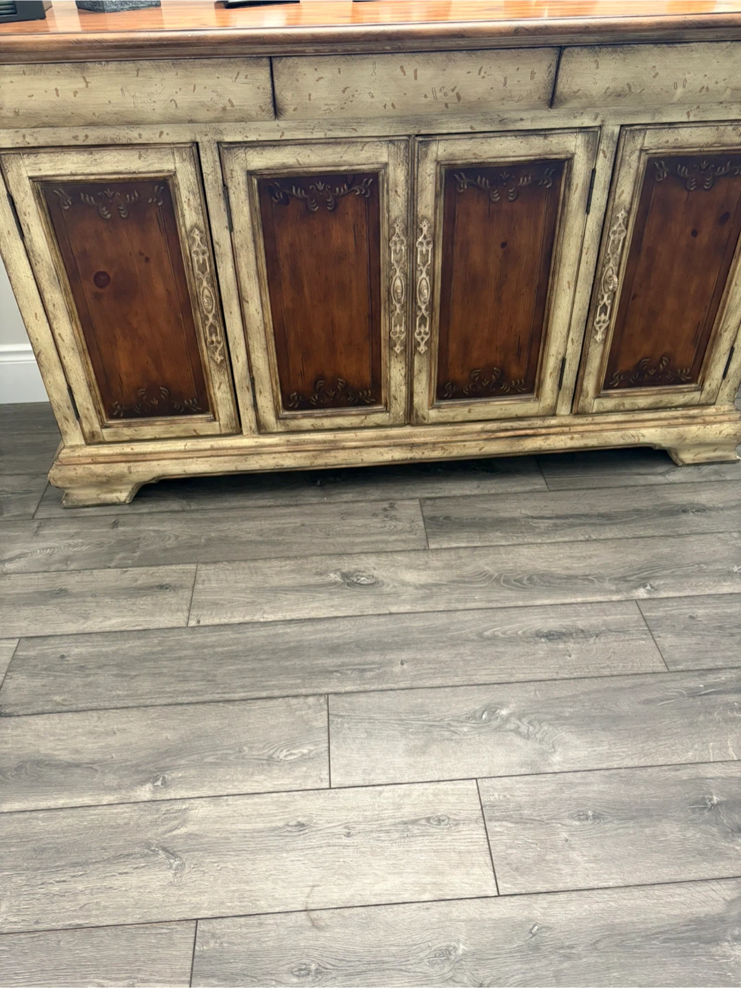 Vintage Farmhouse Sideboard Console Table with Drawers and Doors