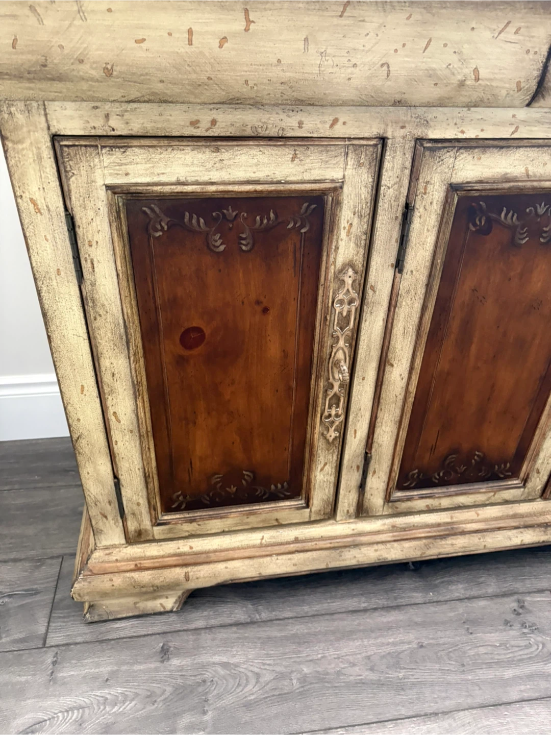 Vintage Farmhouse Sideboard Console Table with Drawers and Doors - photo 2