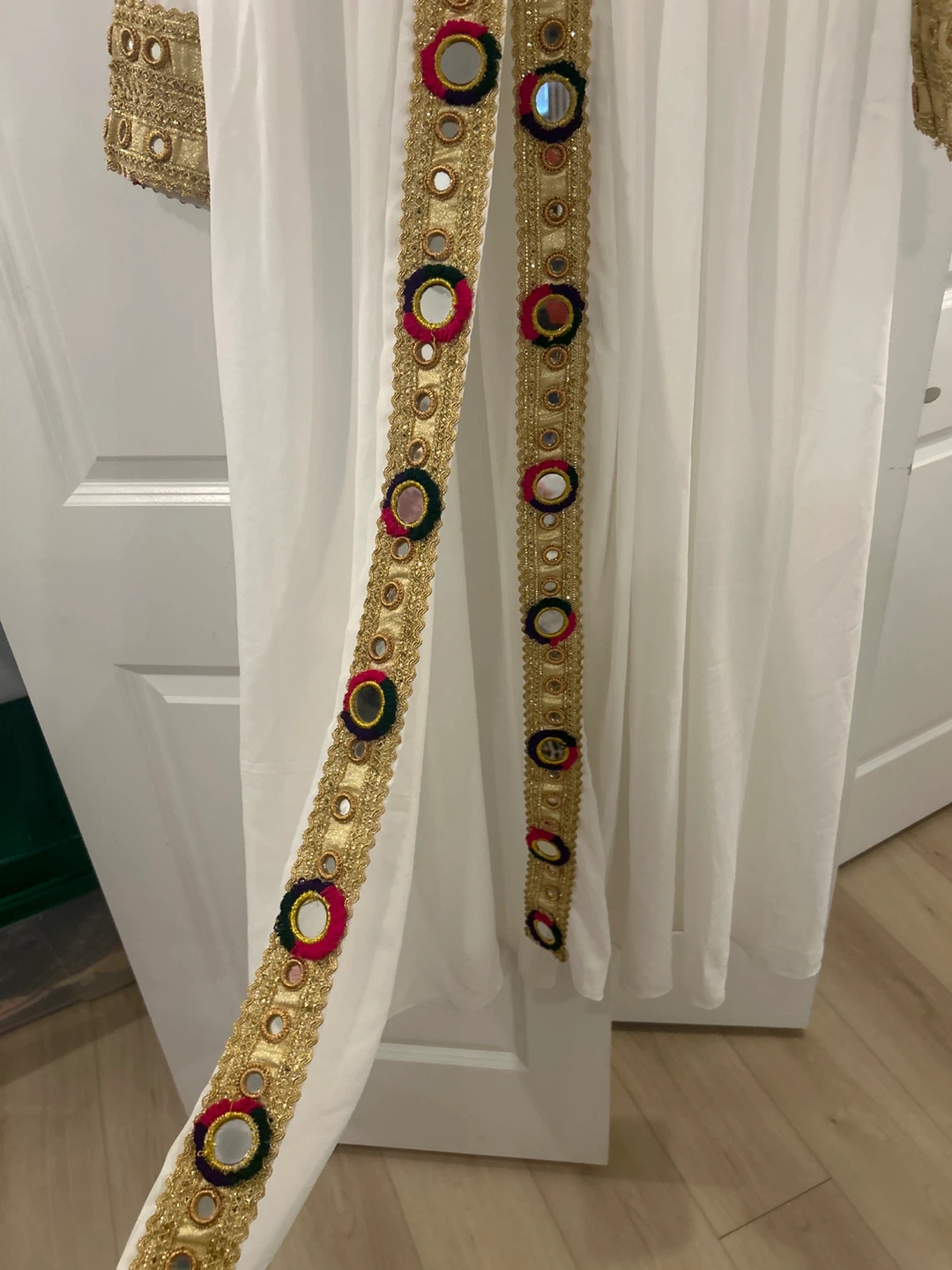 White Embroidered afghani Dress with Pants Set - photo 3