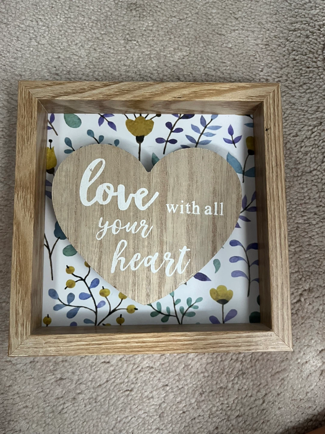 Wall Art "love with all your heart" Framed Plaque