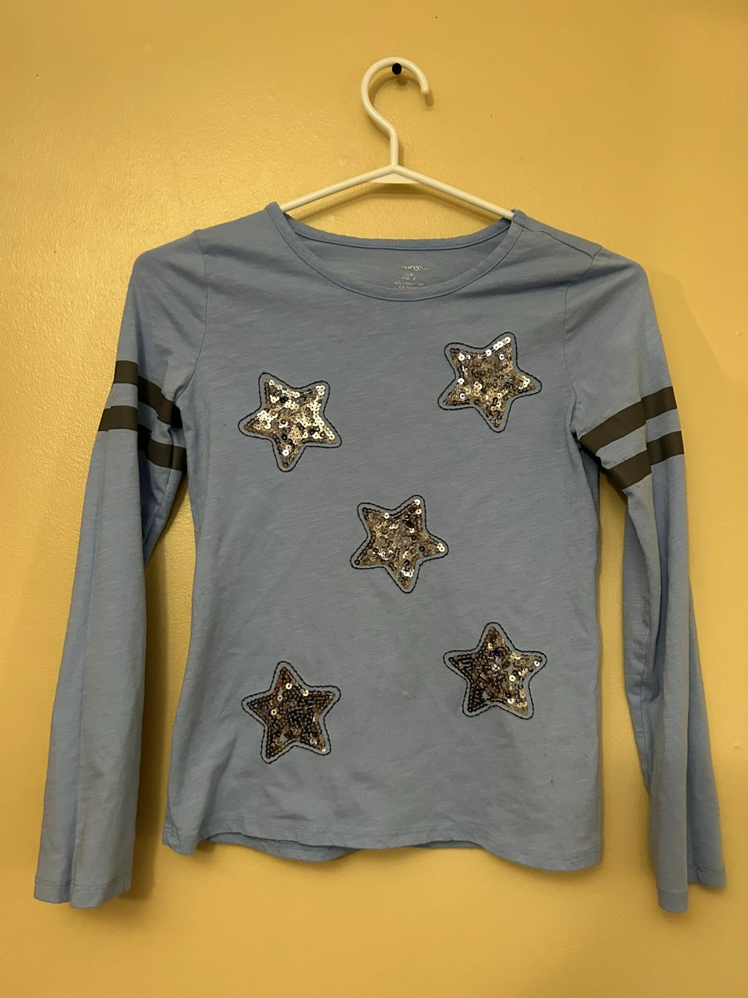 Light Blue Long Sleeve Shirt with Silver Stars