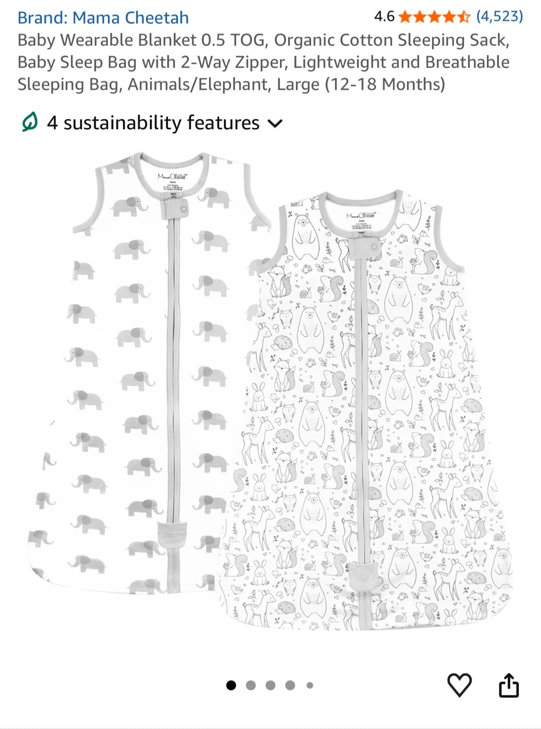Two Organic Cotton Sleep Sacks-18-24 months or 10-13 kg