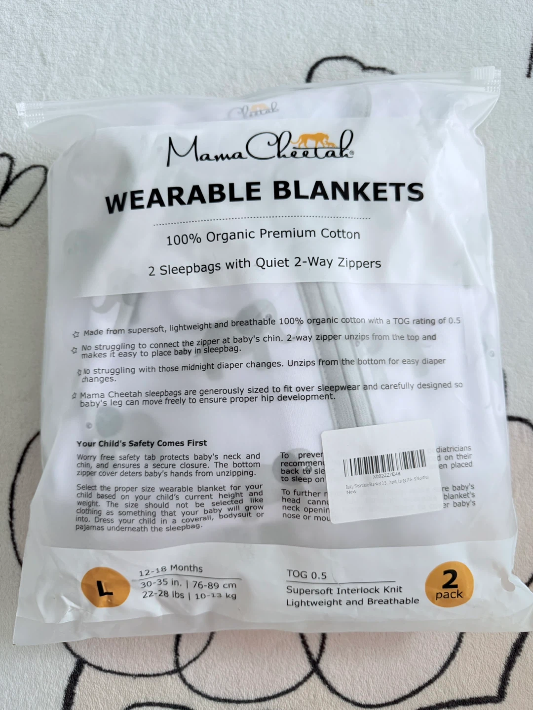 Two Organic Cotton Sleep Sacks-18-24 months or 10-13 kg - photo 2