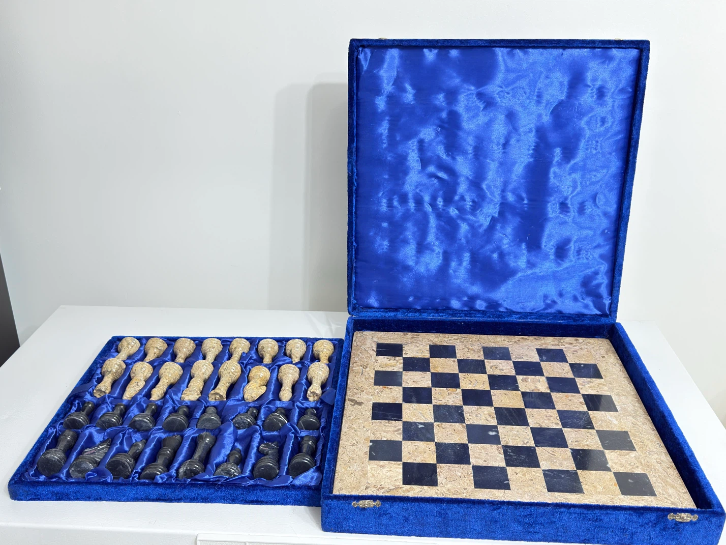 Marble Chess Set with Storage Box