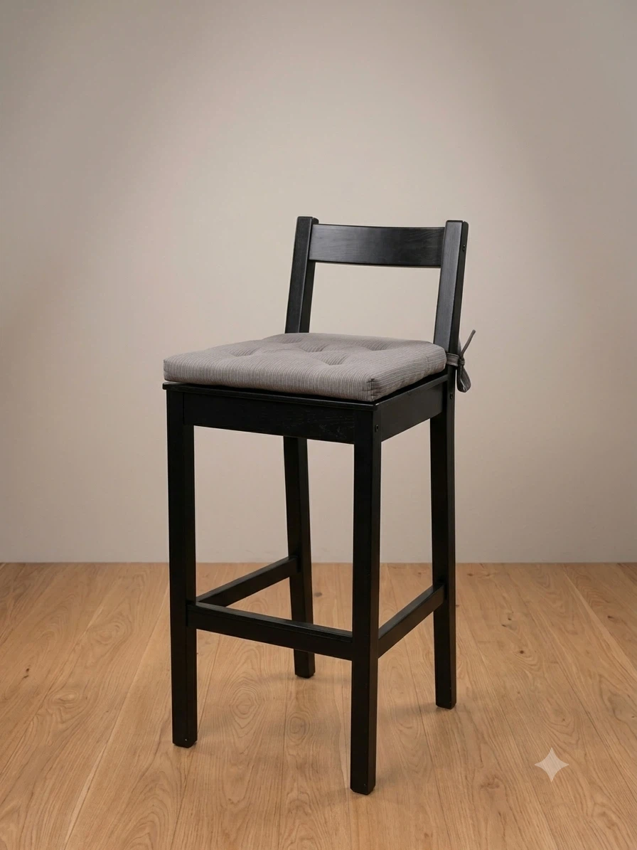 Pair of Black Bar Stools with Cushions - photo 2