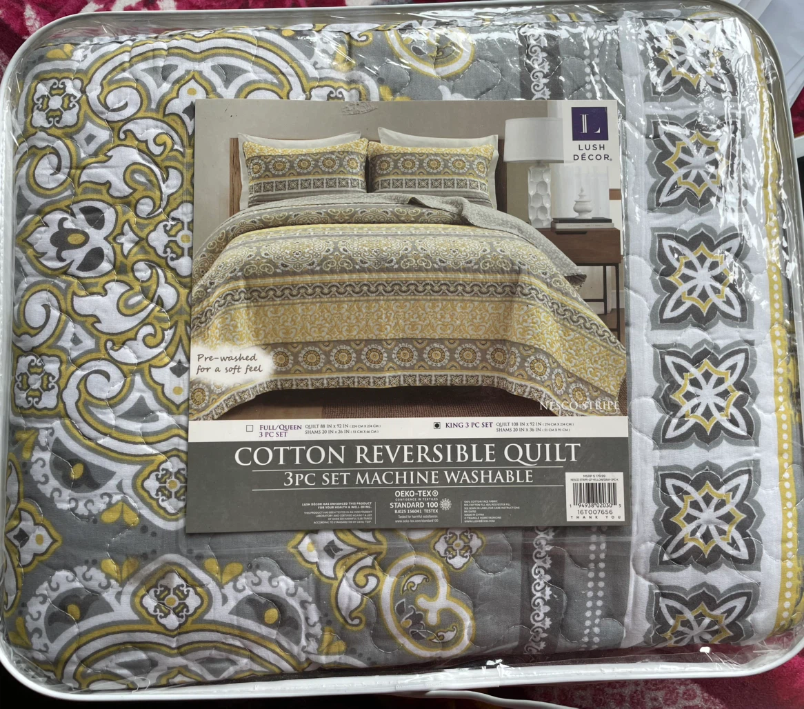 New Lush Decor King Cotton Reversible Quilt 3PC Set