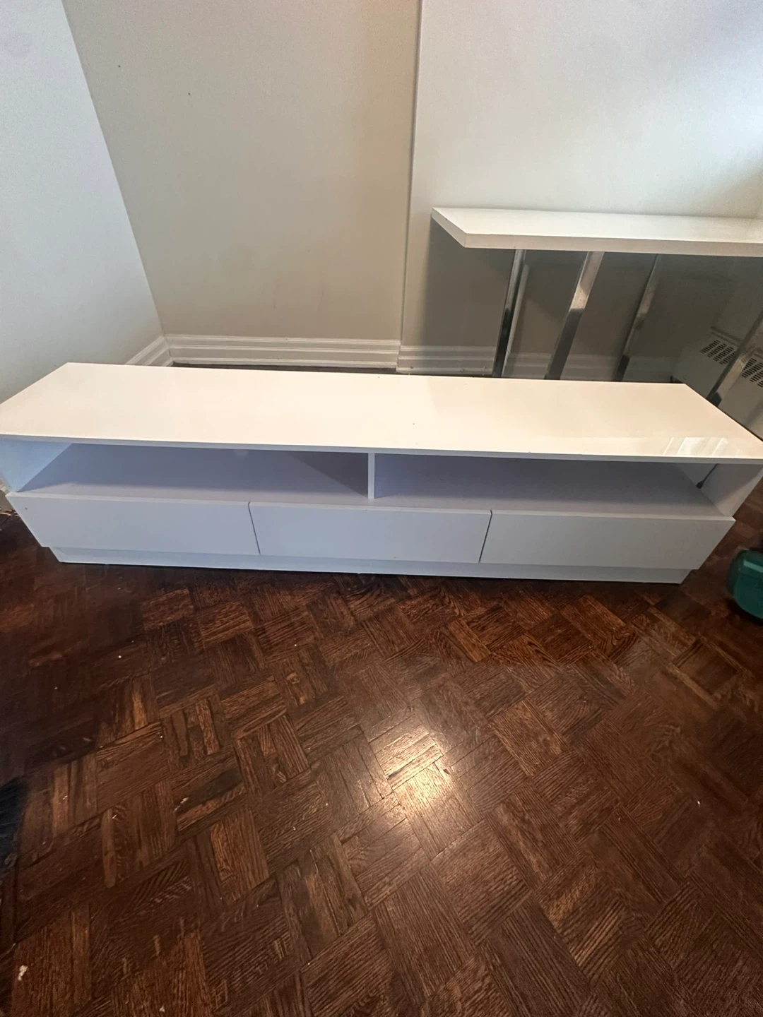 White TV Stand with 3 Drawers - photo 2