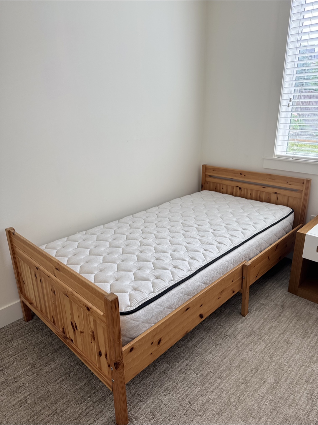 Wooden Twin Bed Frame with Mattress - photo 3