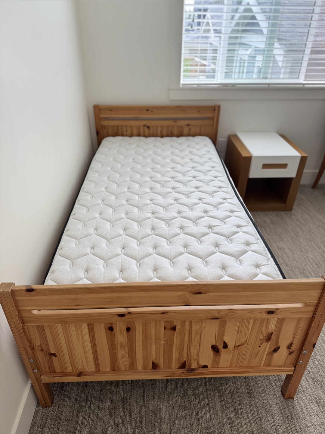 Wooden Twin Bed Frame with Mattress - photo 2