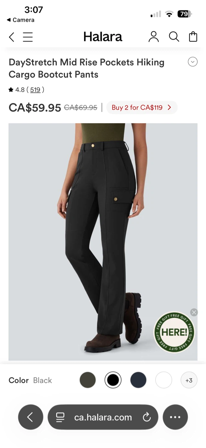 Halara DayStretch Mid Rise Cargo Hiking Pants XL TALL
