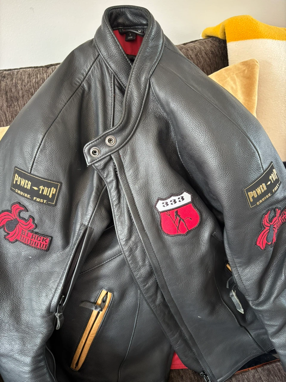 Power Trip Black Leather Motorcycle Jacket