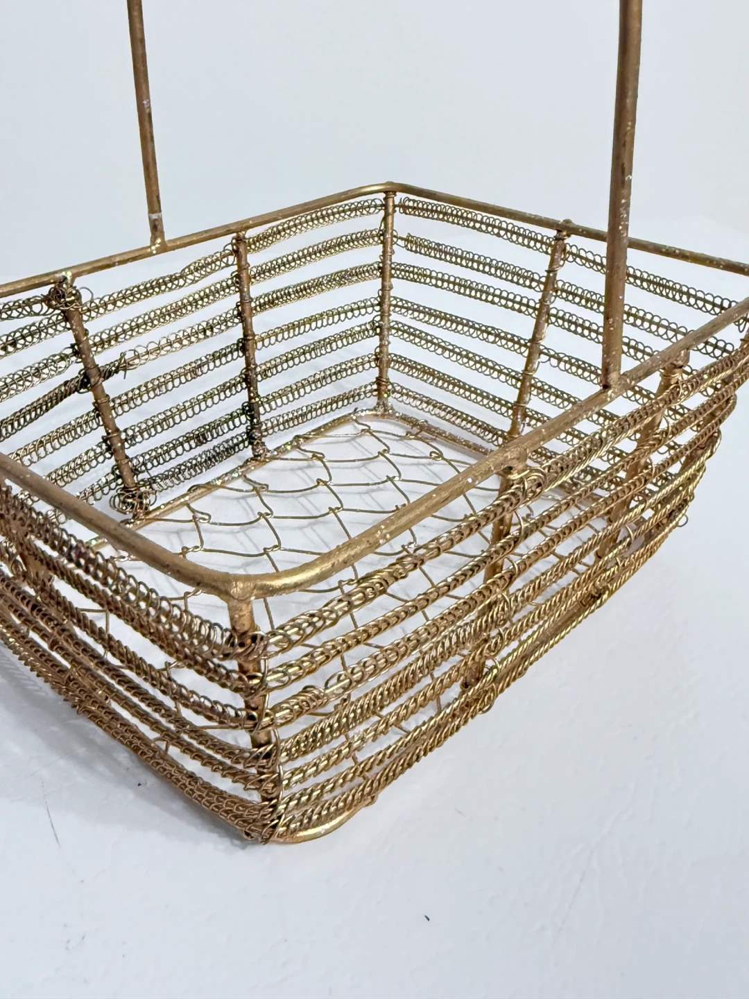 Gold Wire Decorative Basket with Handle - photo 2