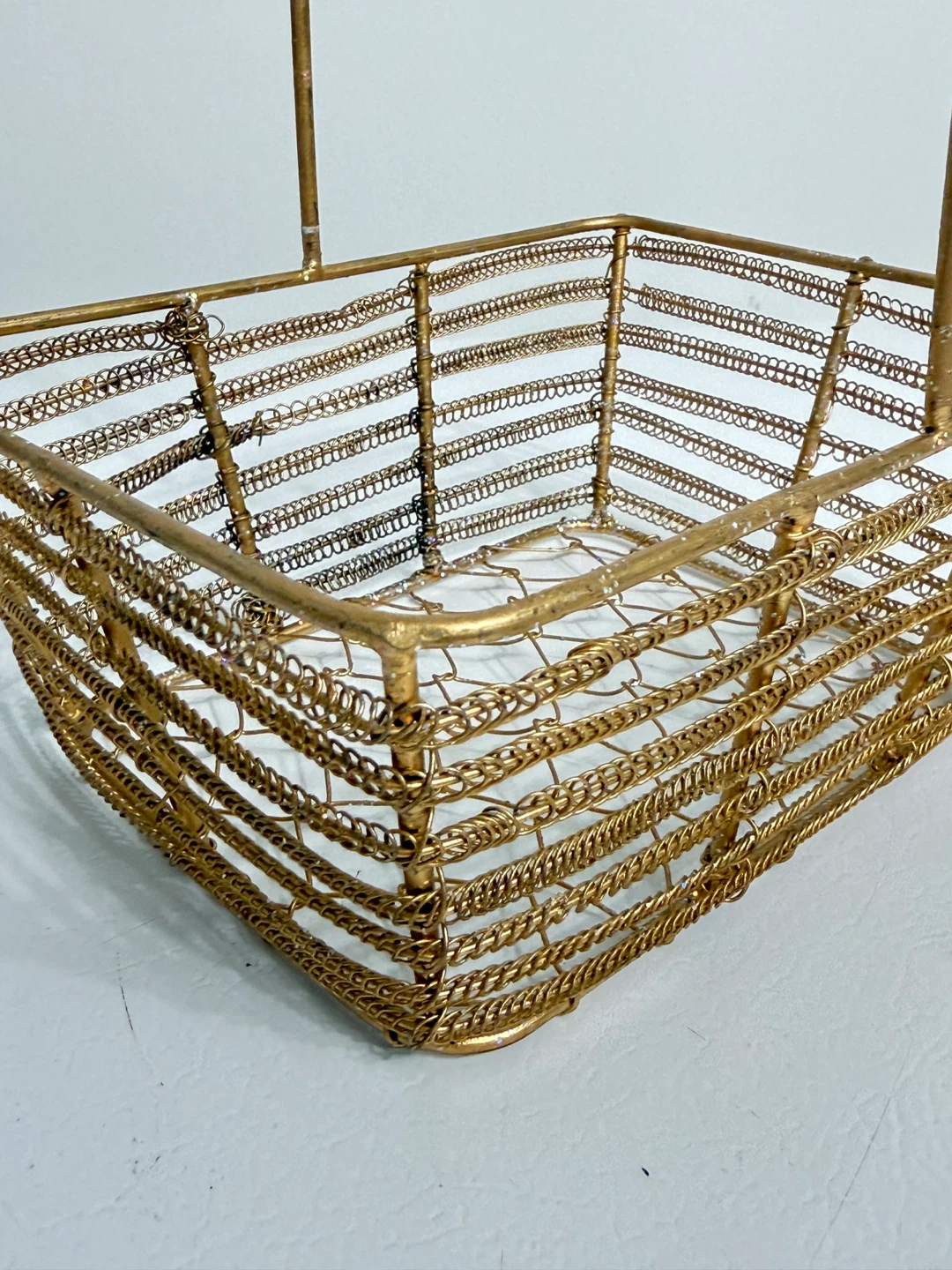 Gold Wire Decorative Basket with Handle - photo 3