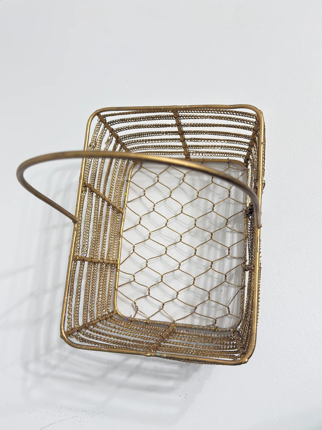 Gold Wire Decorative Basket with Handle - photo 4